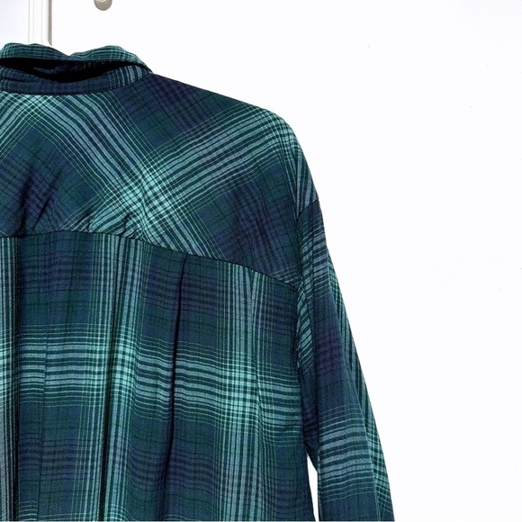 J. Jill Blue Green Plaid Button Up Long Sleeve Shirt soft Cozy Lined Pockets S - Picture 7 of 10